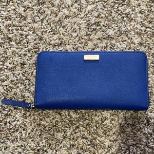 Kate Spade Blue Zip-Around Continental Wallet
